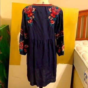 Johnny Was Floral Embroidered Linen Shift Dress